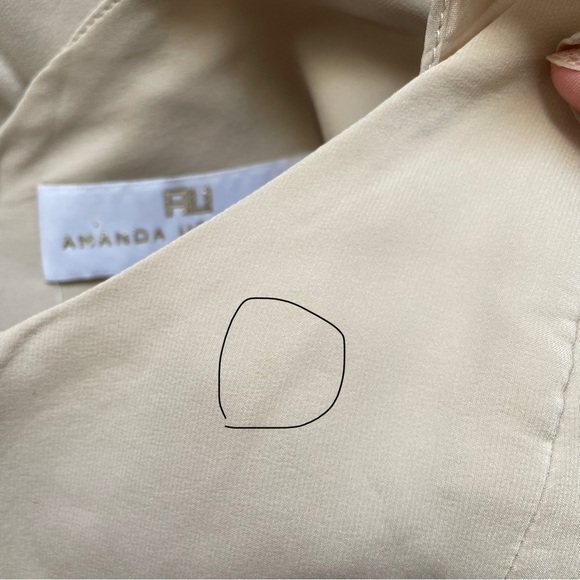 Amanda Uprichard Dress Tate Cold Shoulder Fit & Flare 100% Silk Bone Nude P - Picture 16 of 16